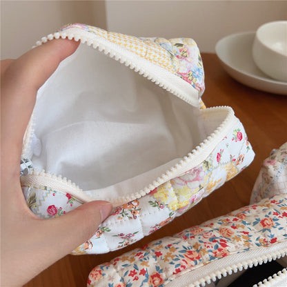 Floral Print Padded Simple Make Up Bag