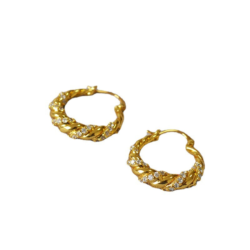 Simple Cubic Zirconia Twisted Hoop Earrings