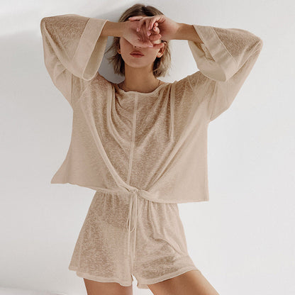 Loose Solid Color Casual Sleepwear Sets