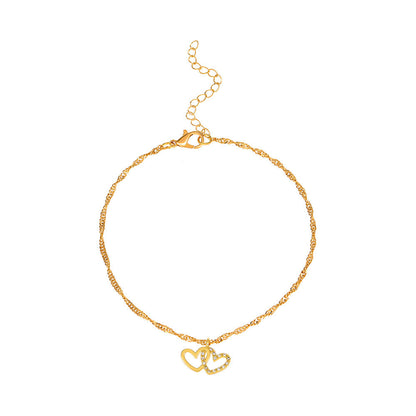 Rhinestone Heart Sparkling Anklet