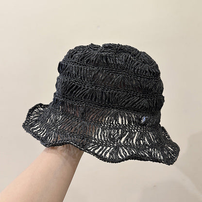 Minimalist Hollow Out Handwoven Straw Bucket Hat