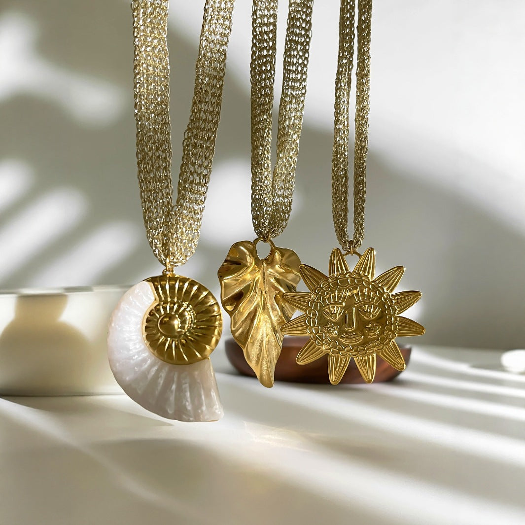 Chunky Gold Plated Statement Pendant Necklace