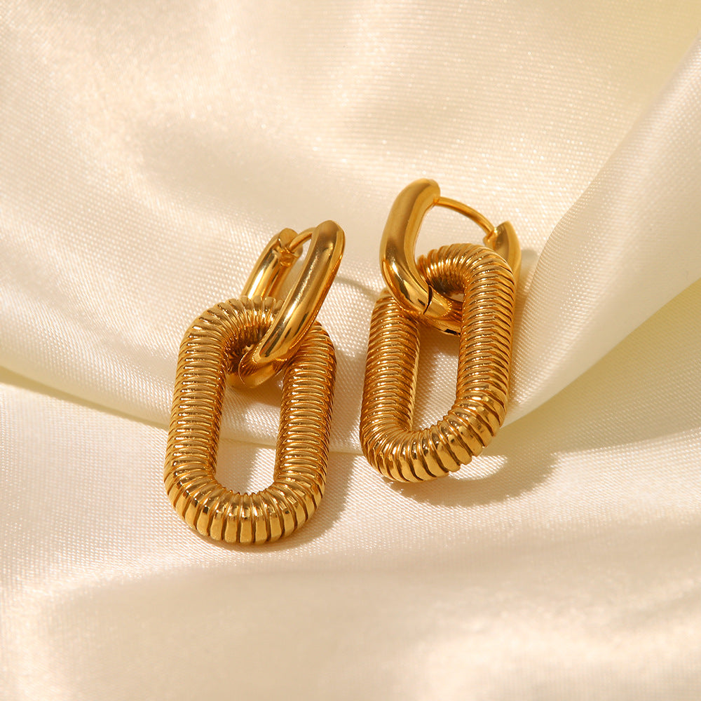 Gold Plated Stainless Steel Chain Hoop Earrings