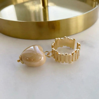 Trendy Candy Colored Ceramic Heart Ring