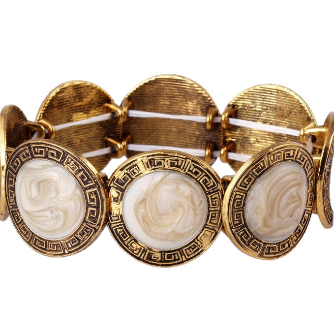 Retro Enamel Round Stretch Bangle Bracelet