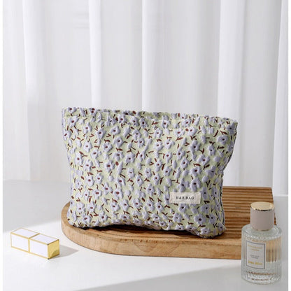 Color Block Flower Jacquard Makeup Bag