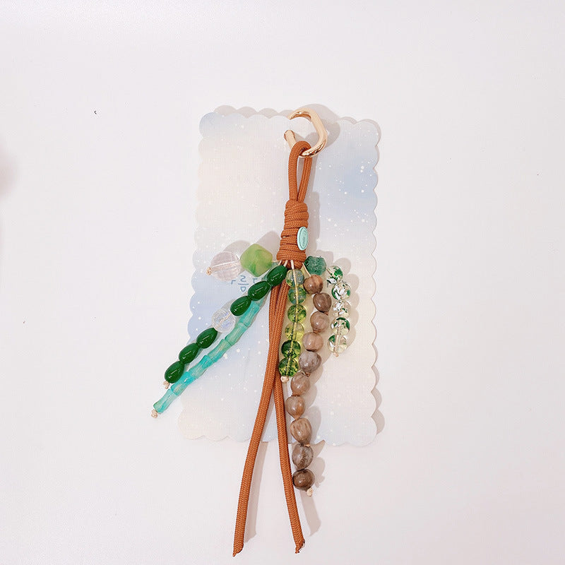 Cute Color Block Beaded Keychain Bag Charm