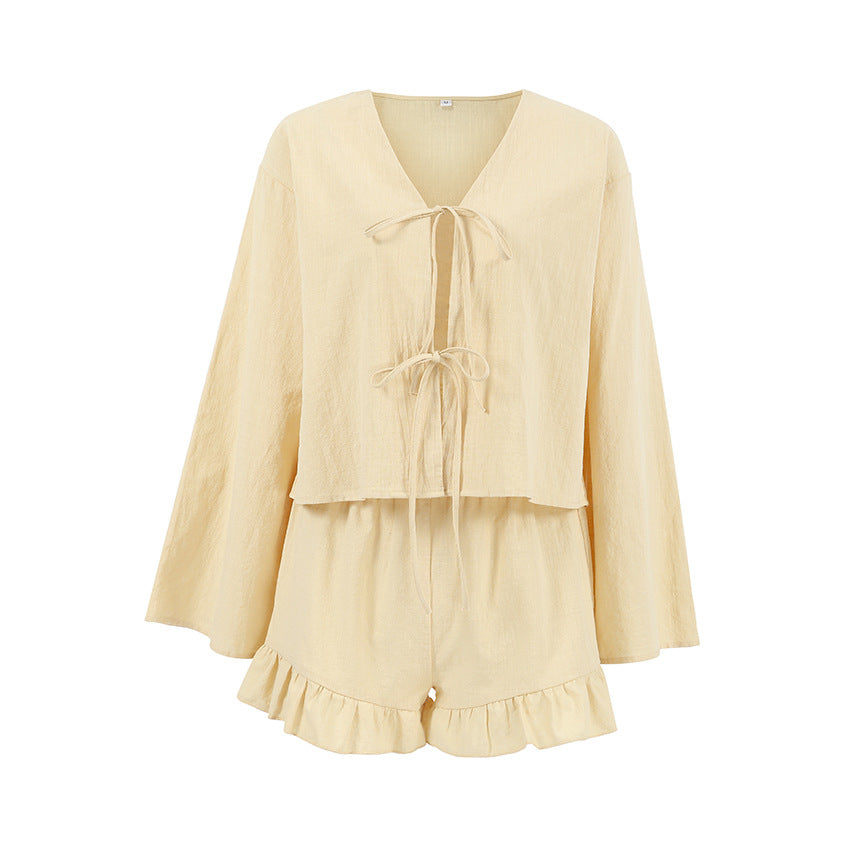 Flounce String Tie Homewear Sets