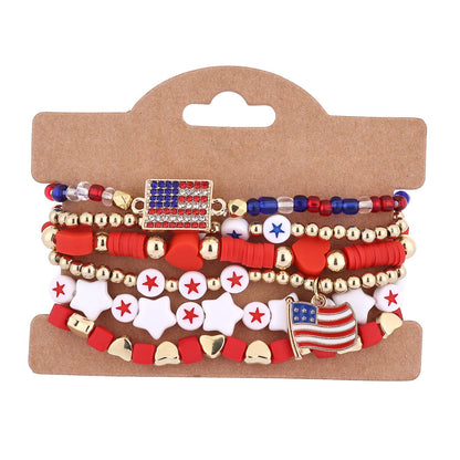 American Flag Multi-Layered Beaded Bracelet