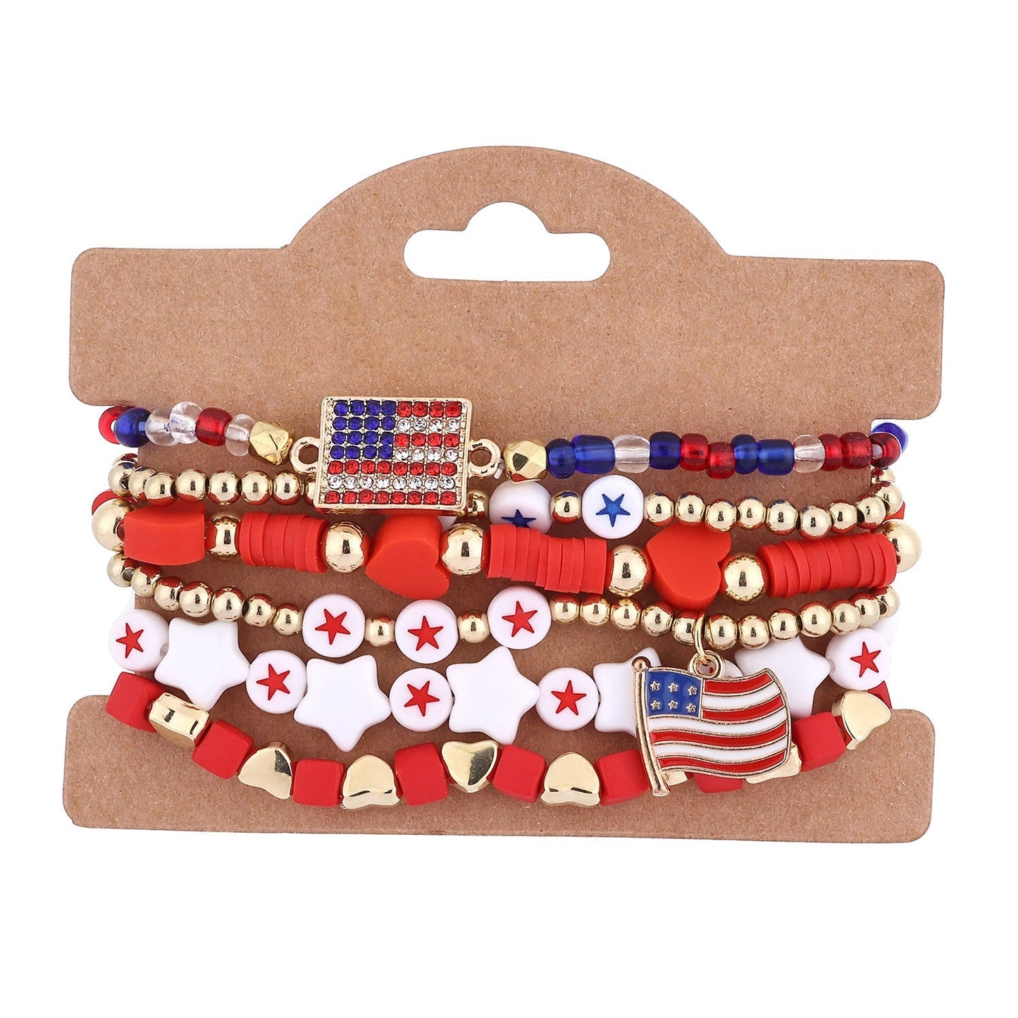 American Flag Multi-Layered Beaded Bracelet