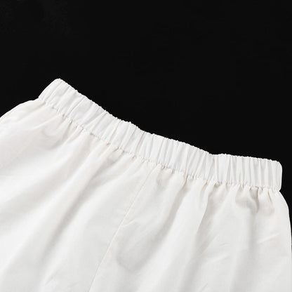 Solid Color Flounce Top Short Set