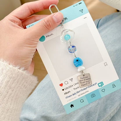 Cute Blue Fish Beaded Keychain Bag Charm