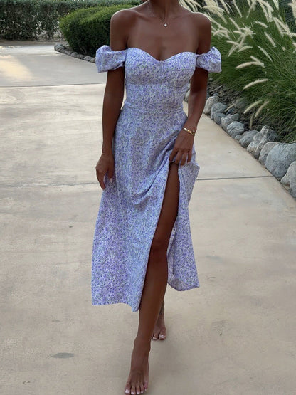 Sexy Off-Shoulder Floral Maxi Dress
