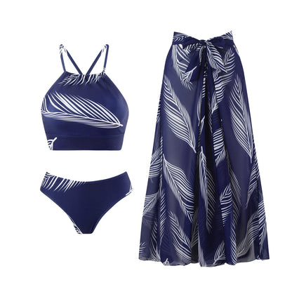 Feather Print Swimwear with Cover