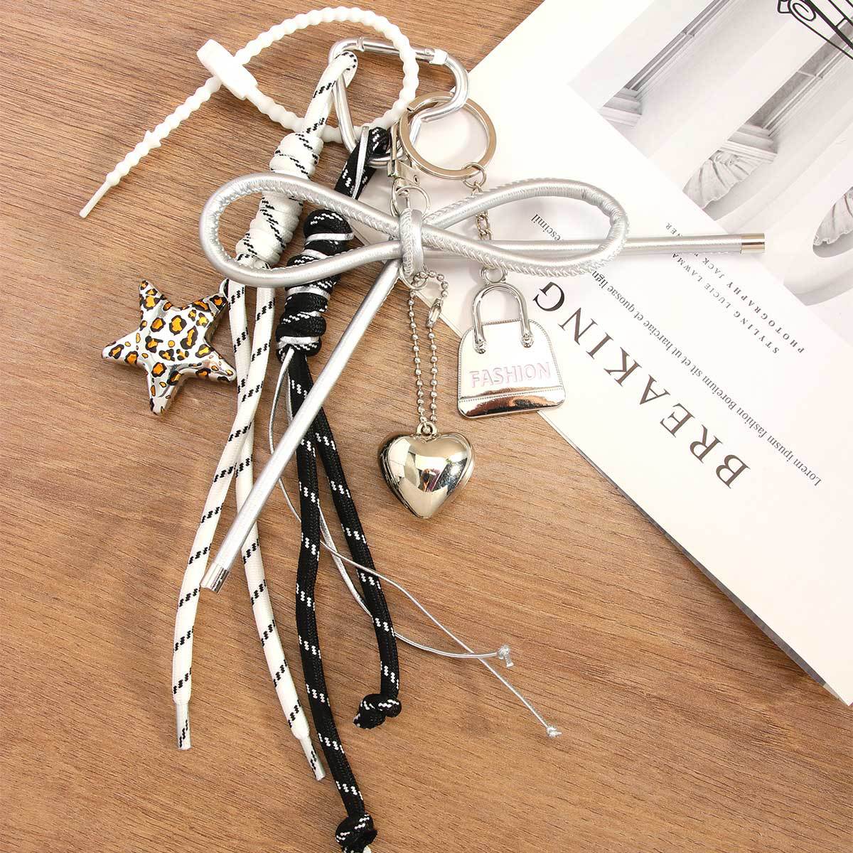 Leopard Metal Star Keychain Bag Charms