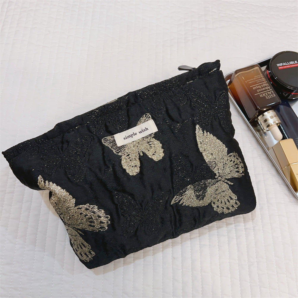 Aesthetic Golden Butterfly Makeup Bag