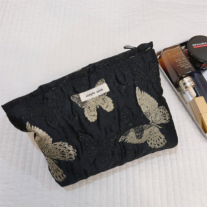 Aesthetic Golden Butterfly Makeup Bag