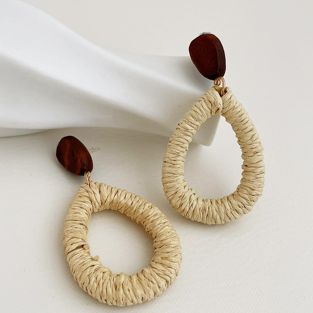 Vintage Elegant Wooden Rattan Earrings