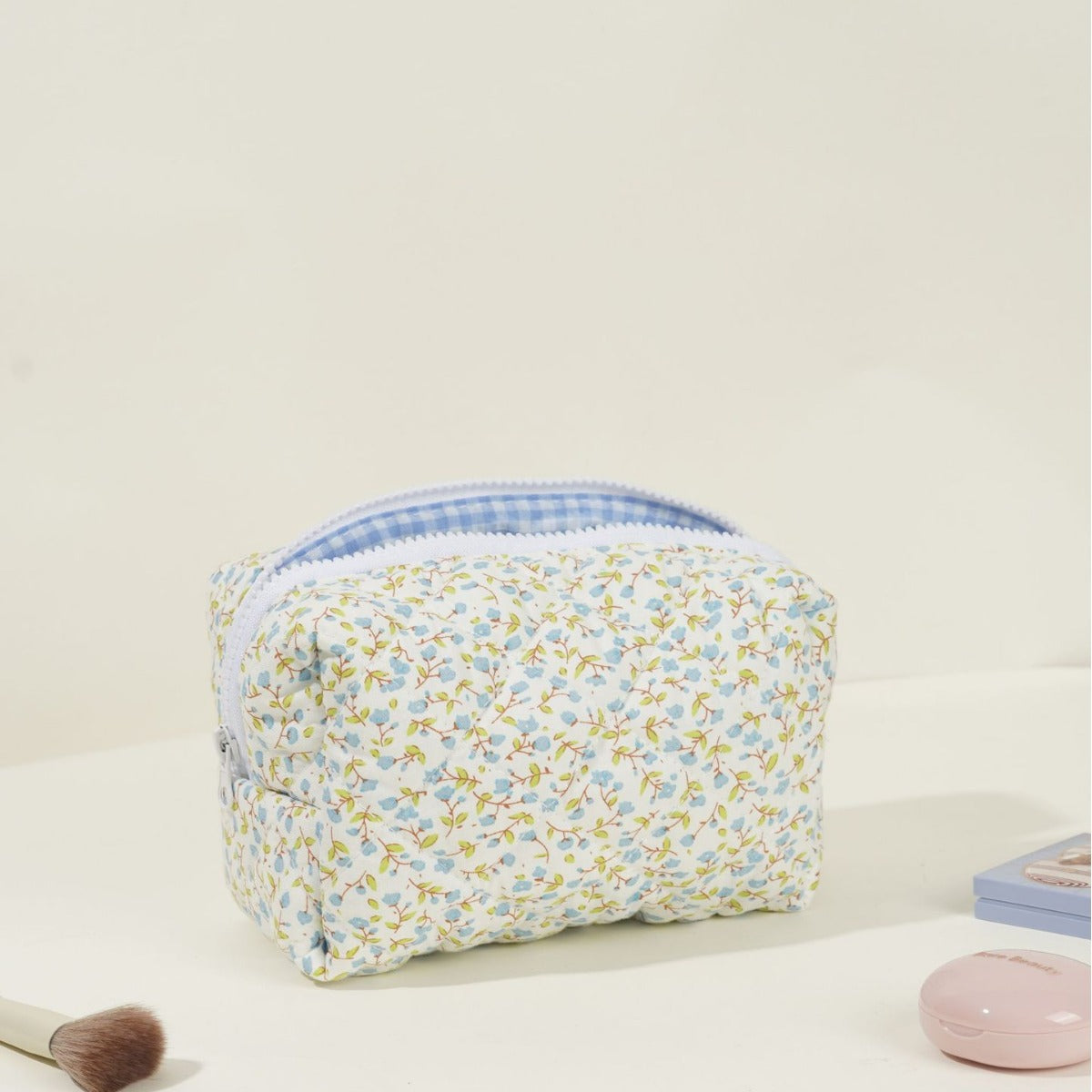 Floral Quilted Large Capacity Cotton Make Up Bag