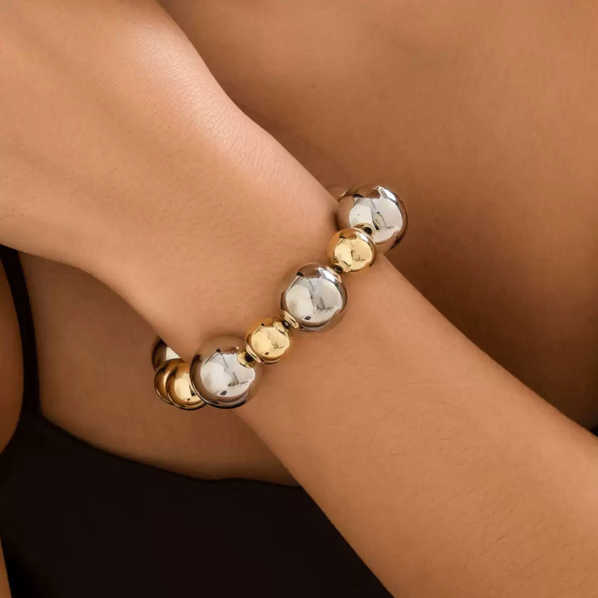 Bold Punk Style Color Contrast Bead Bracelet