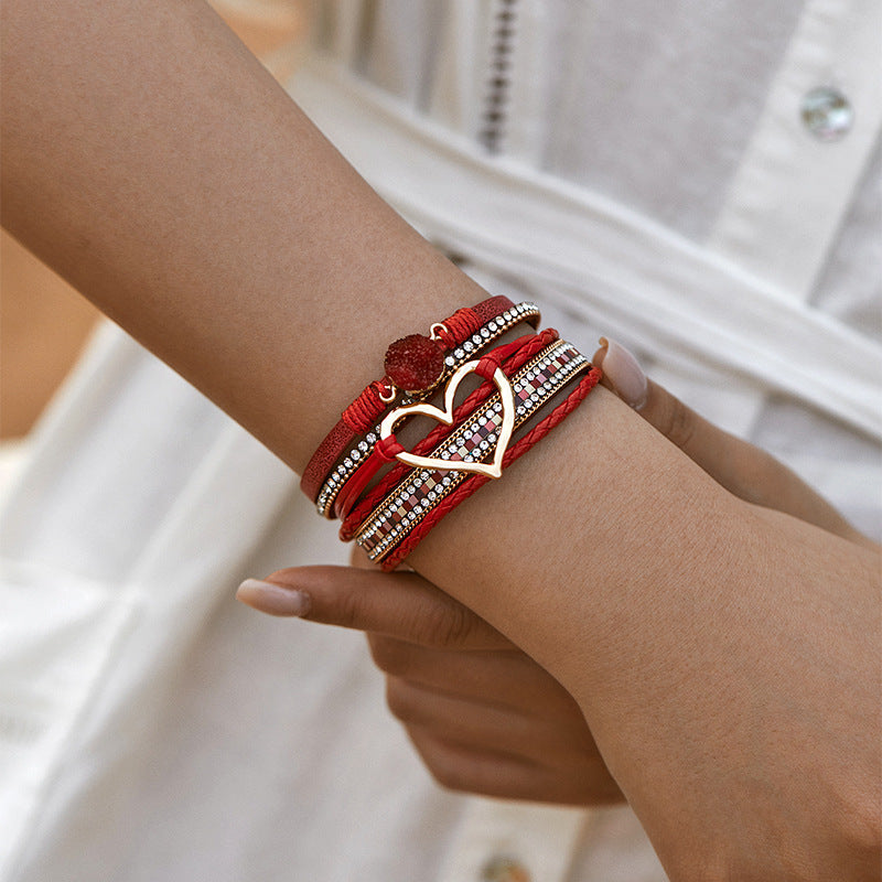 Rhinestone Bohemian Layered Love Bracelet