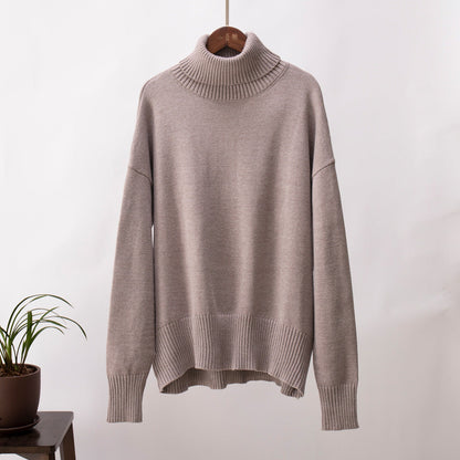 High Collar Loose Solid Color Sweater