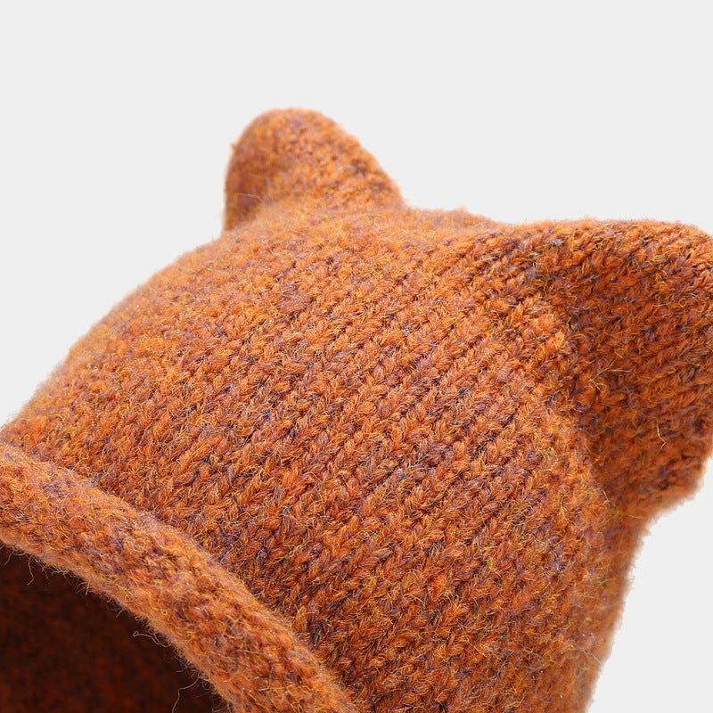 Cute Cat Ear Thermal Knit Beanie Hat