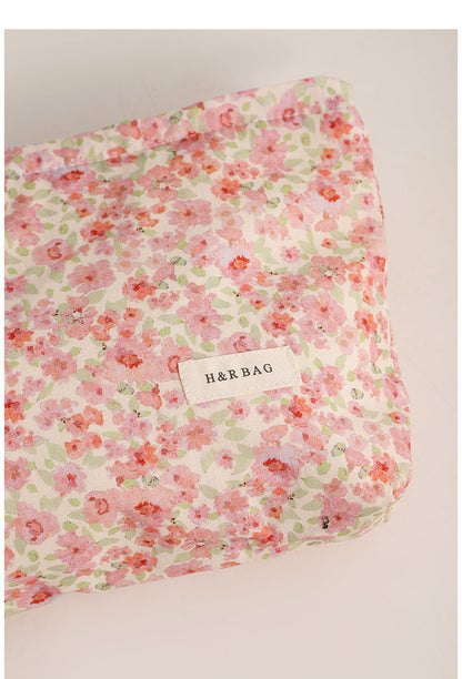 Sweet Simple Floral Print Cosmetic Bag