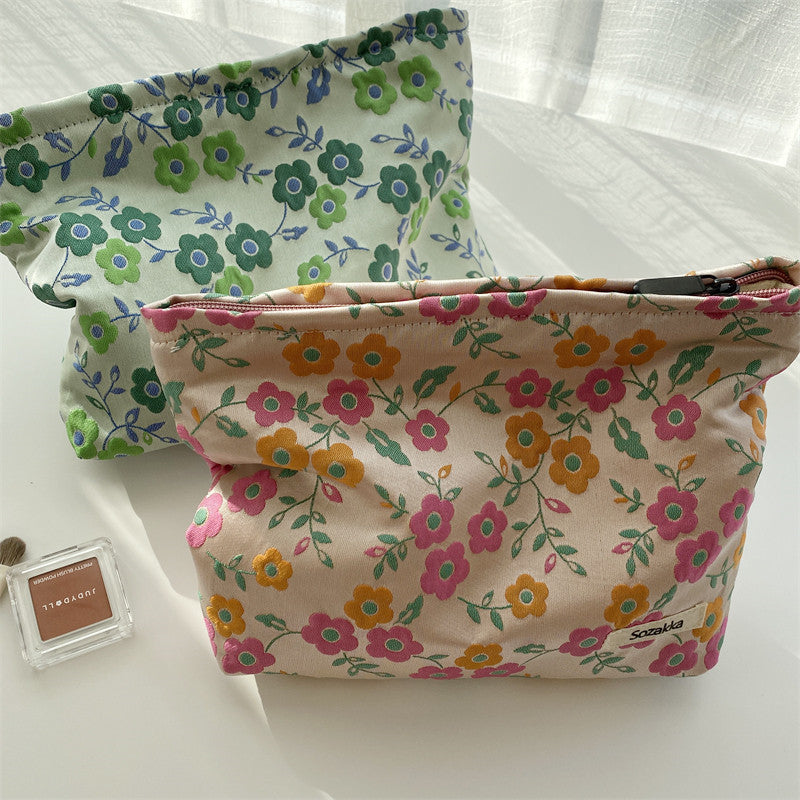 Flower Print Large Capacity Make Up Bag