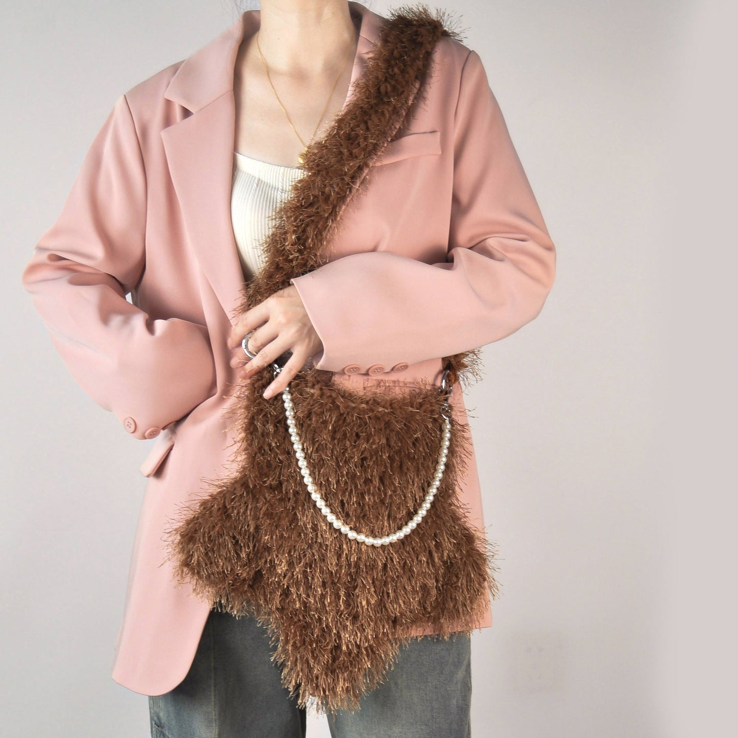 Star Shaped Cute Tassel Plush Shoulder Bag