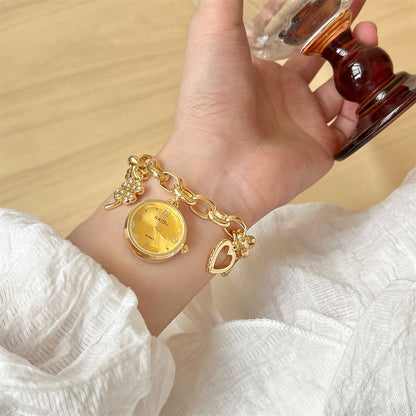 Heart Pendant Charm Bracelet Quartz Watch