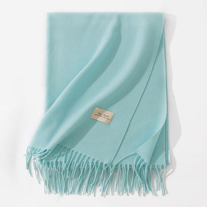 Simple Solid Color Fringed Winter Scarf