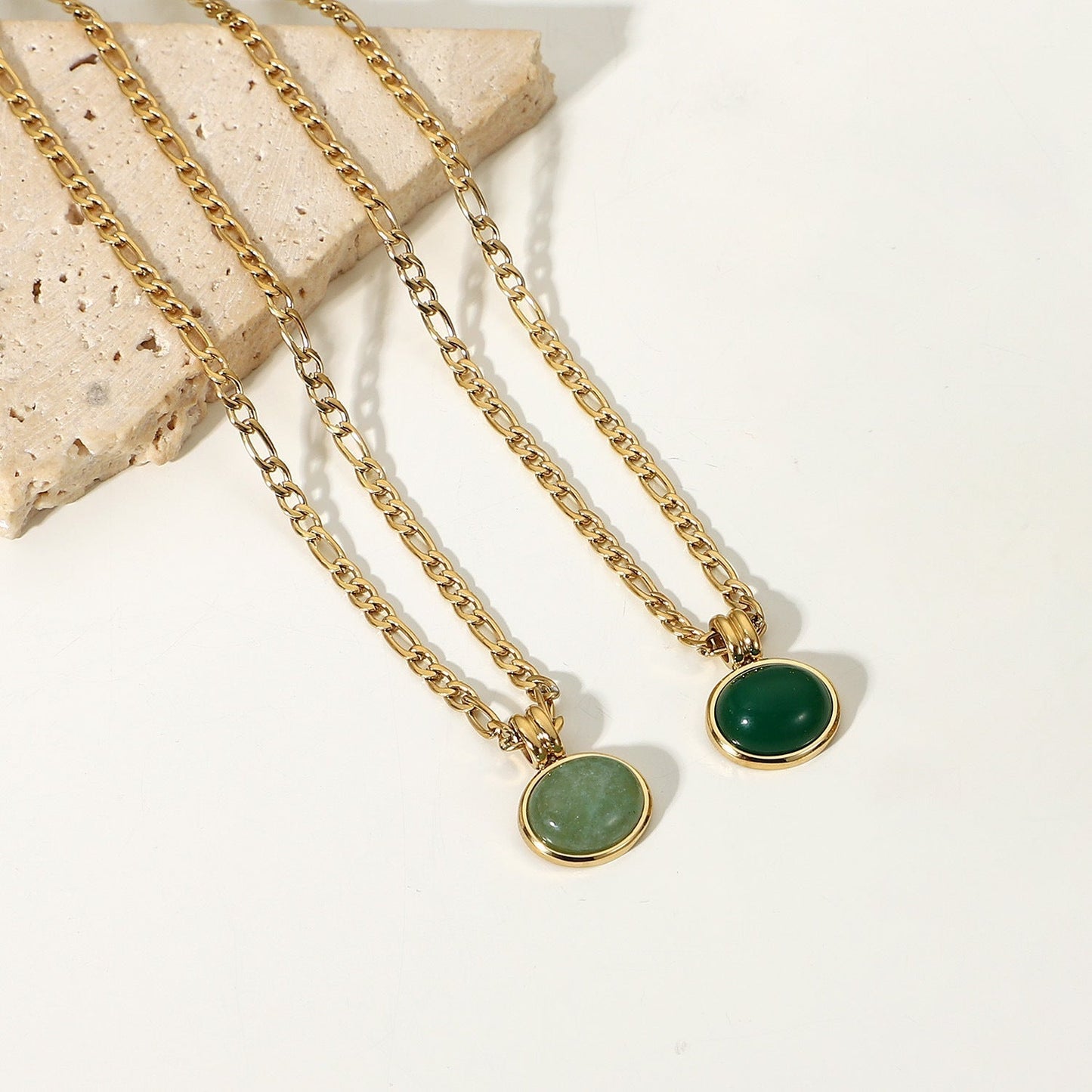Green Gemstone Pendant Vintage Necklace