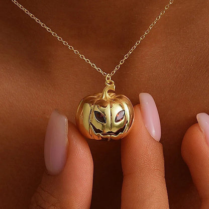 Halloween Spooky Rhinestone Pumpkin Necklace