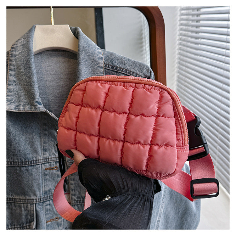 Candy Color Plaid Waist Bag Casual Chest Bag