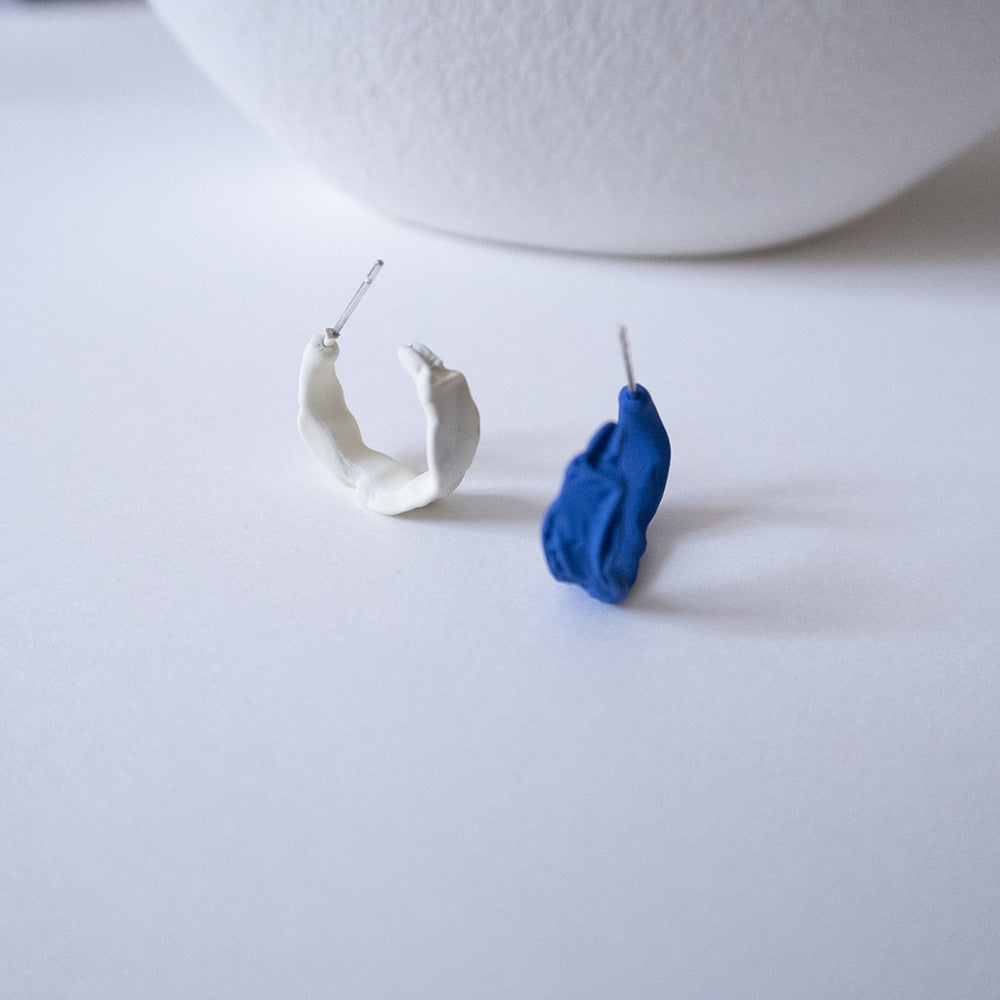 Stylish Ruched Geometric C-Shaped Hoop Earrings