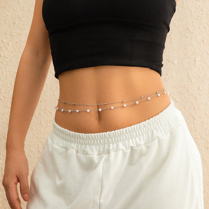 Sexy Pearl Double Layers Waist Chain