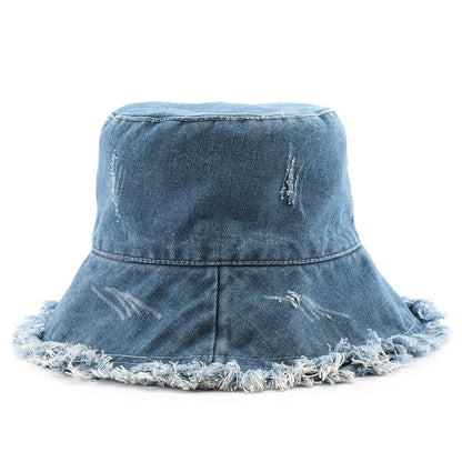 Solid Color Washed Ripped Bucket Hat