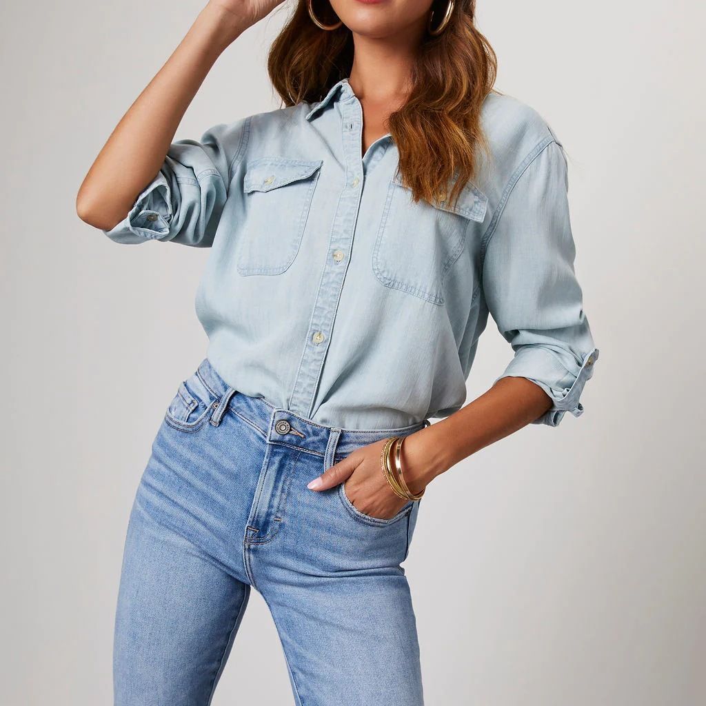 Casual Lapel Collar Button Down Denim Shirt