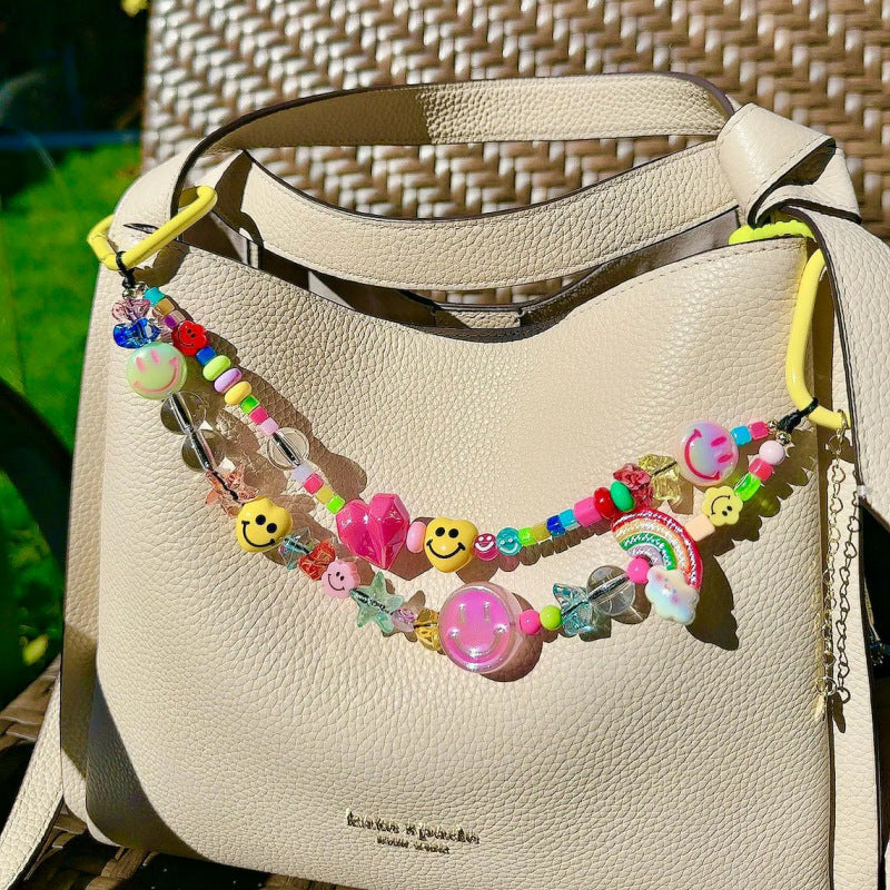 Minimalist Colorful Smile Beaded Bag Charm