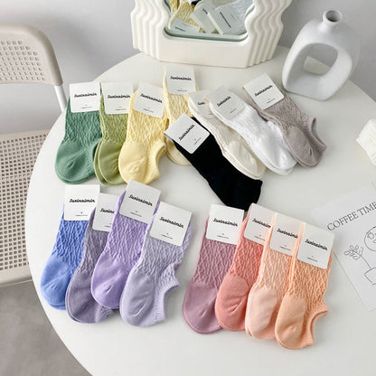 Twist Solid Color Sweet Low Ankle Socks