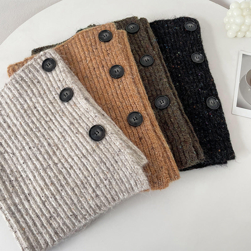 Solid Color Button Down High Collar Knit Scarve