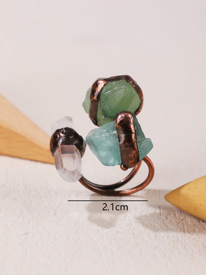 Vintage Irregular Crystal Stone Open Ring