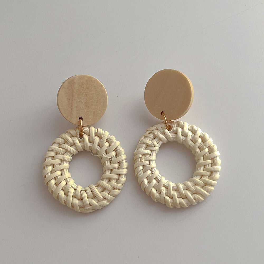 Wooden Vintage Rattan Elegant Earrings