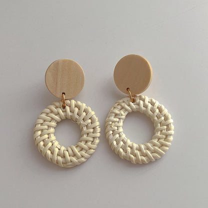 Wooden Vintage Rattan Elegant Earrings