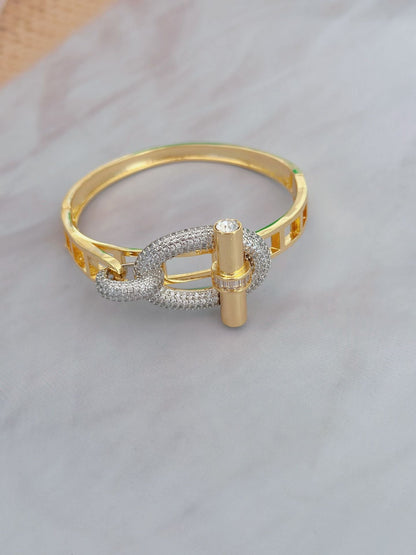 Elagant OT Buckle Zircon Studded Wrap Bracelet