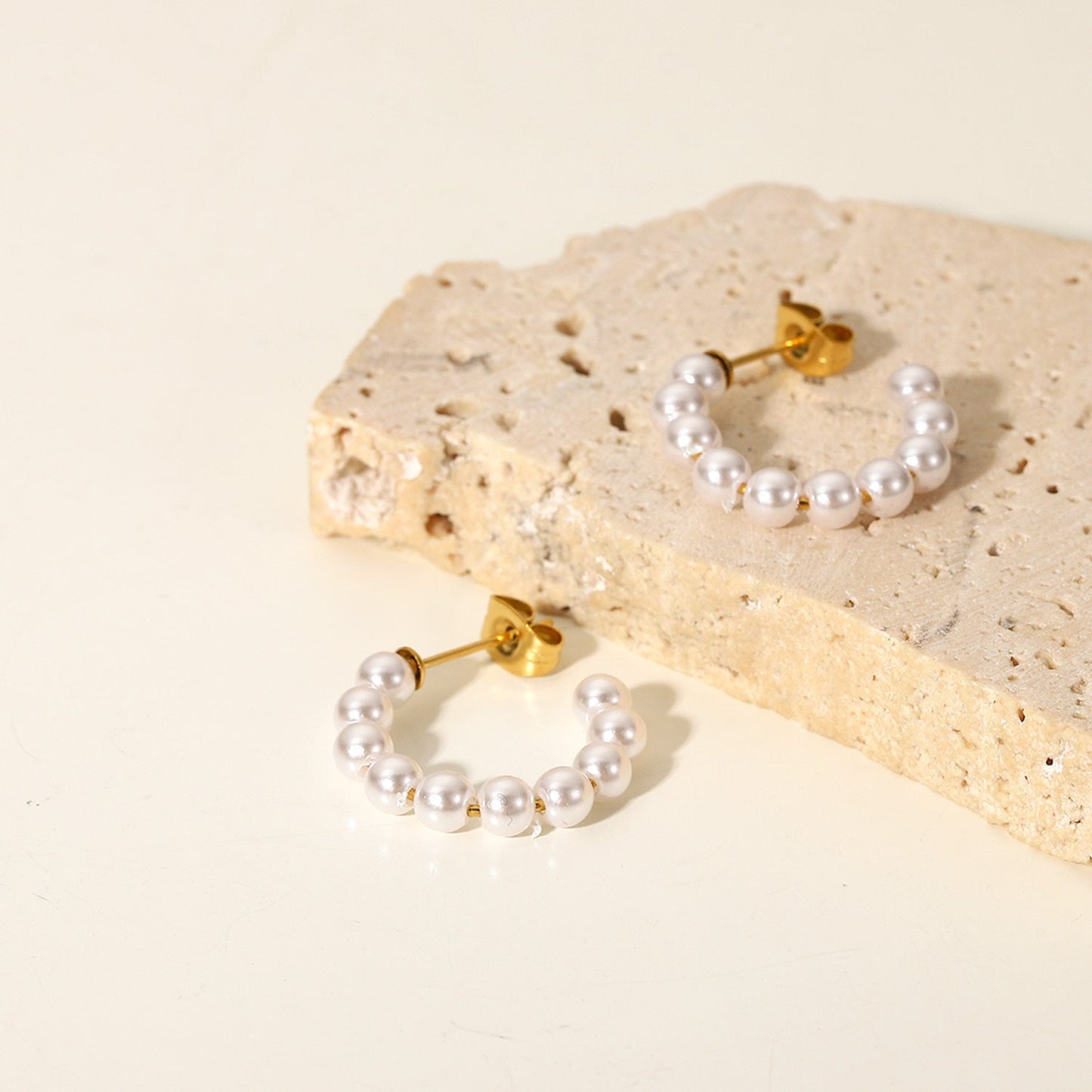 Pearl C-Shaped Elegant Stud Earrings