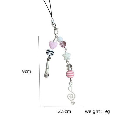 Cute Pink Violin Keychain Bag Charms
