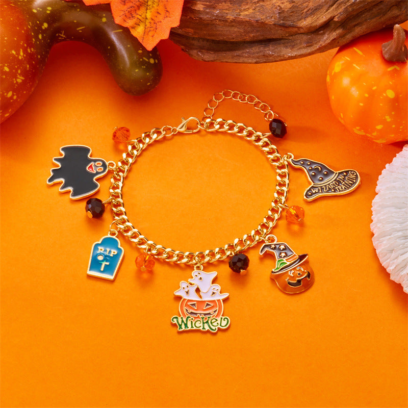 Cute Pumpkin Ghost Halloween Charm Bracelet