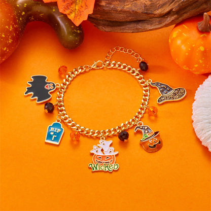 Cute Pumpkin Ghost Halloween Charm Bracelet